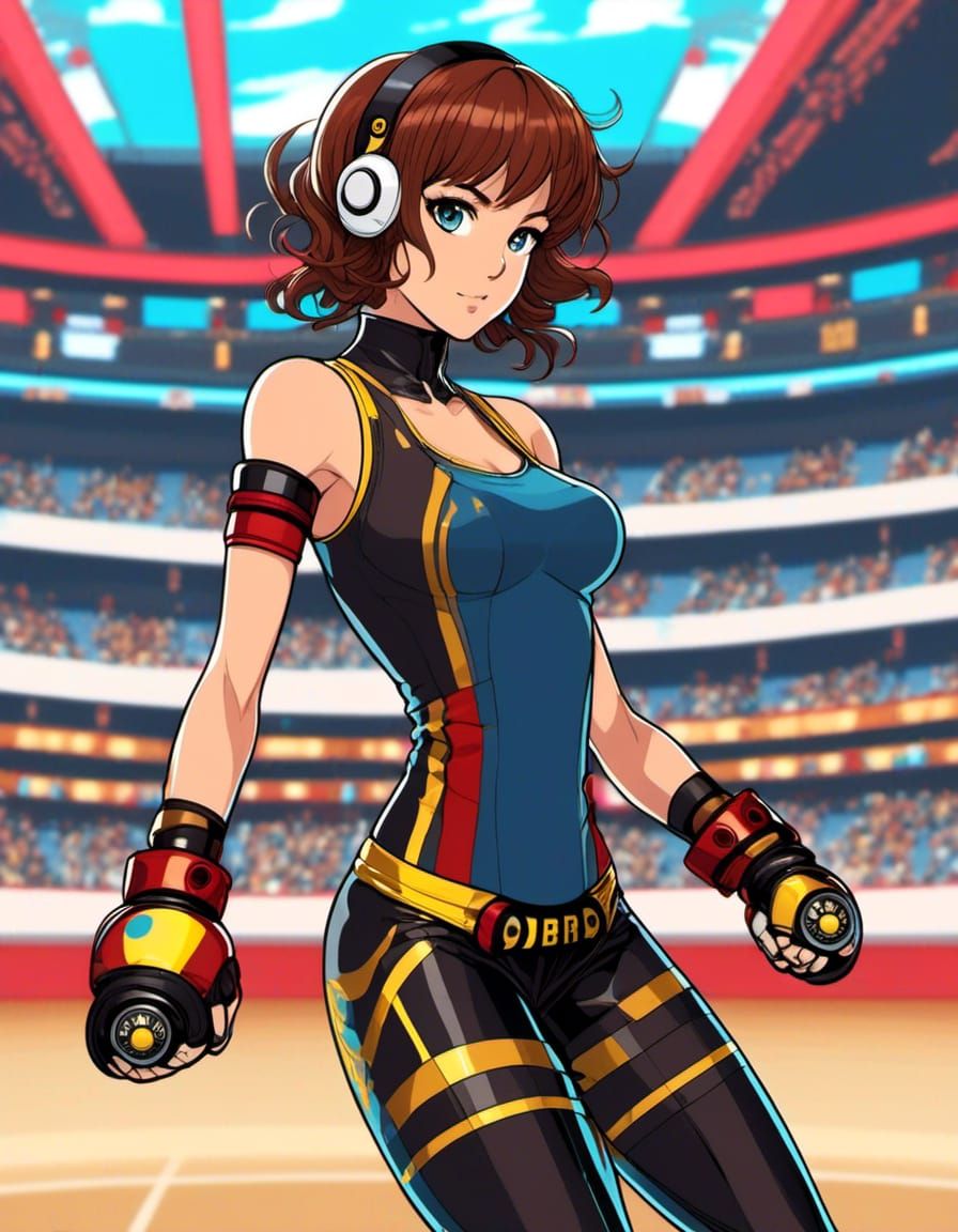 1990s Anime brown hair, blue eyes, Asian, light brown skin, ...