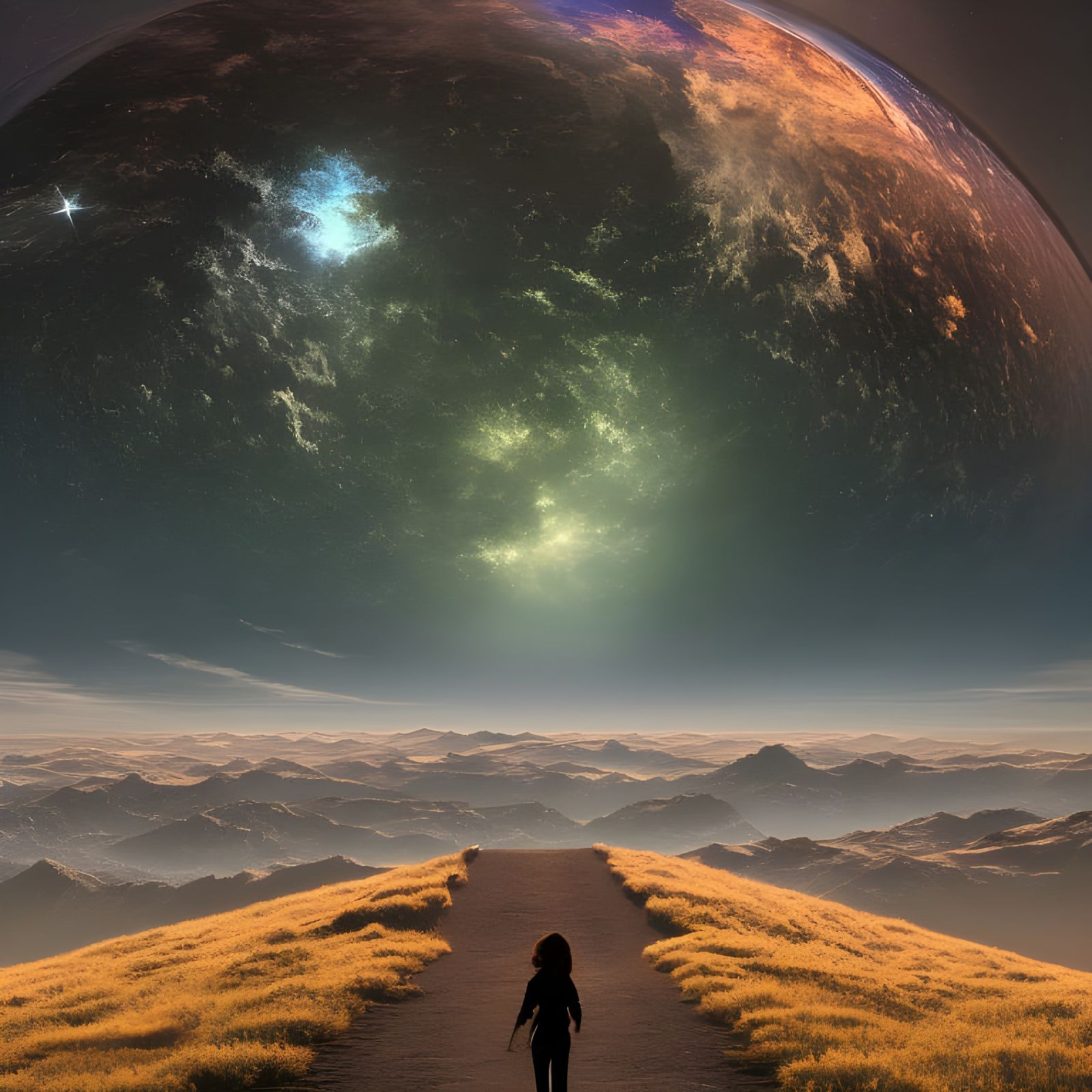 Cosmic Being Encounter in Astral Digital Painting