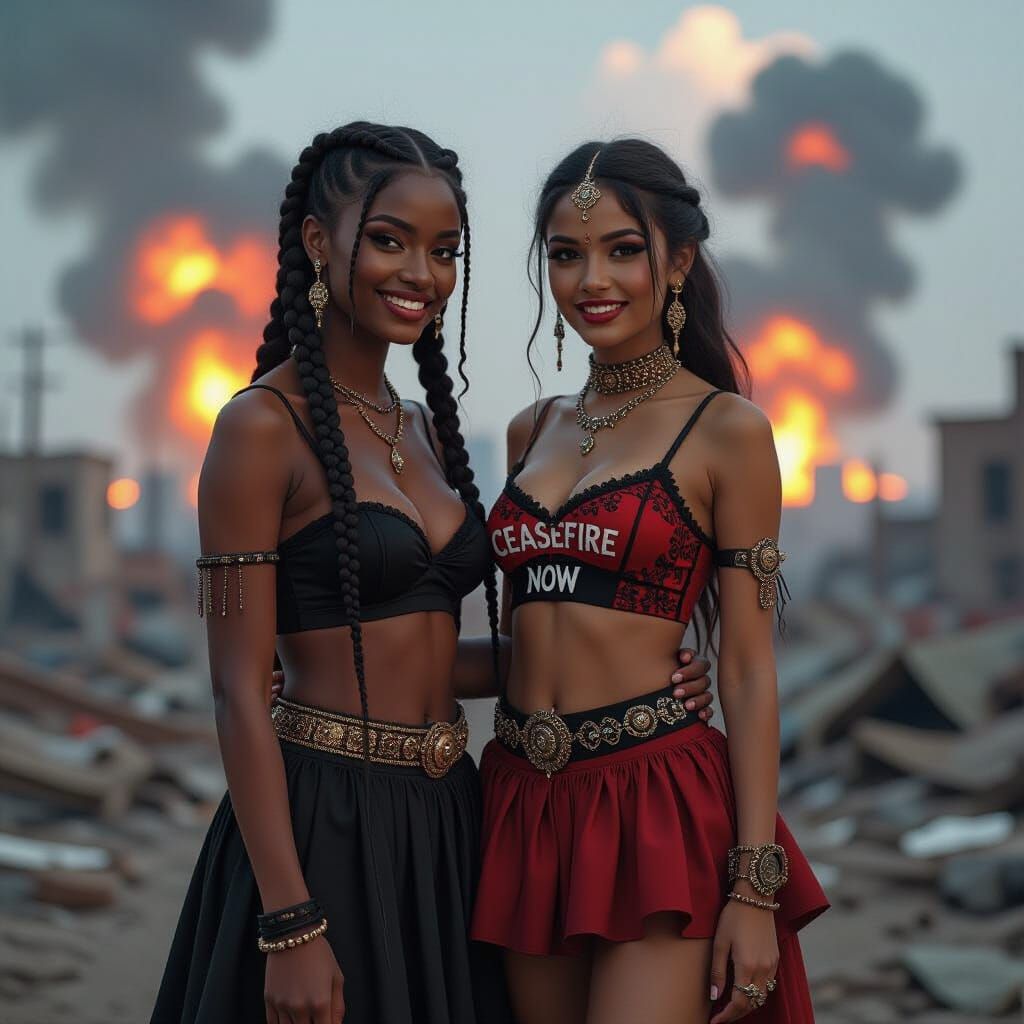 Photorealistic Image of Women in Dystopian City