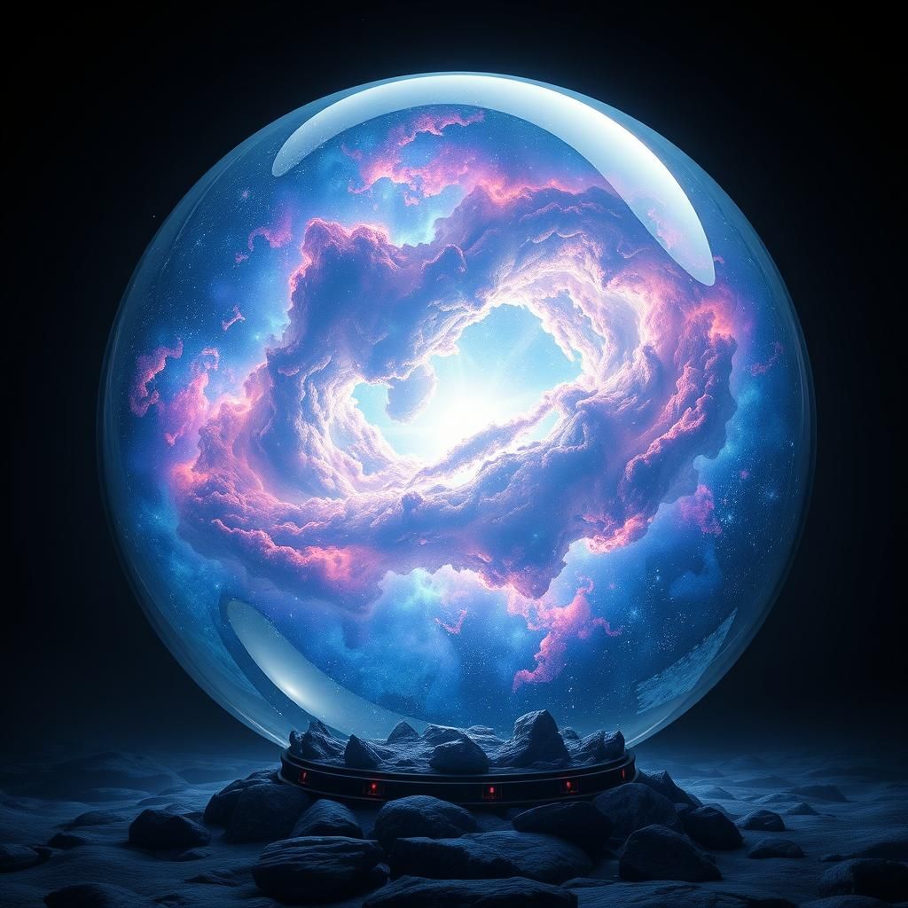 Galaxy in a large glass sphere, 8k resolution