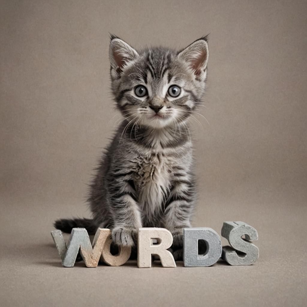 Happy Kitten Plays on the Word 'WORDS'