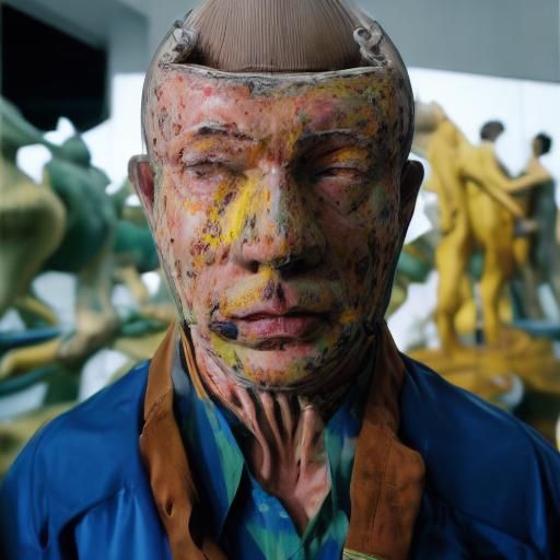 Porcelain Machines in Modern Art Museum: Hyper-Realistic