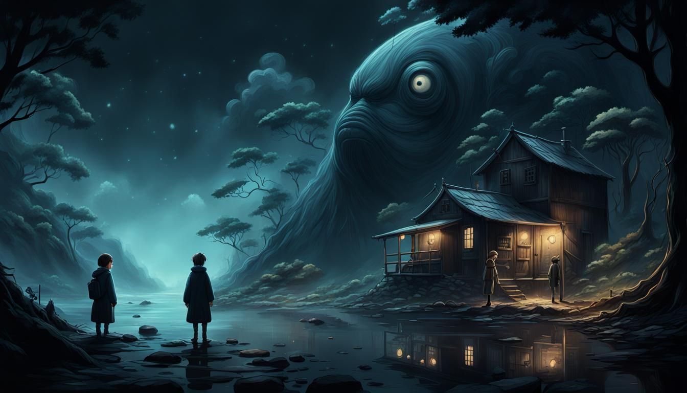 Enigmatic Characters in Dark Encounter: A Digital Painting