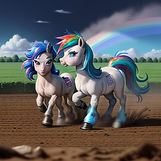 Seeing Rainbow Dash, Diamond Dust rolled his eyes and flicke...