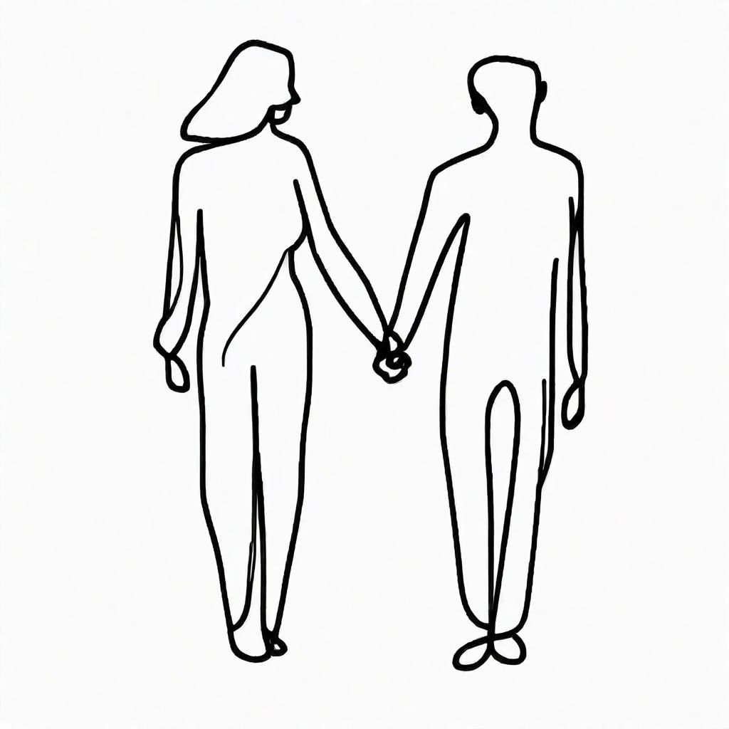 Minimalist Line Art: Couple Holding Hands