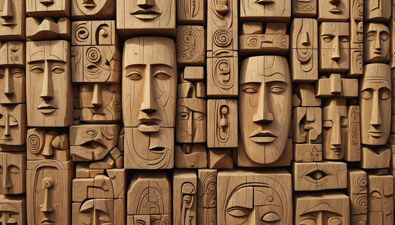 Brancusi-Inspired Digital Totem Sculpture in Golden Light