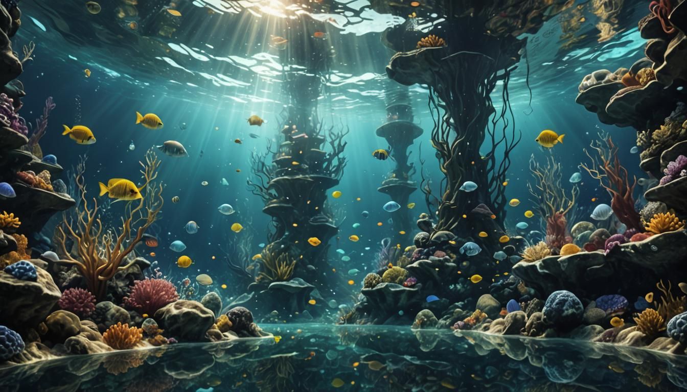 Underwater View: Giant Glowing Transparent Glass