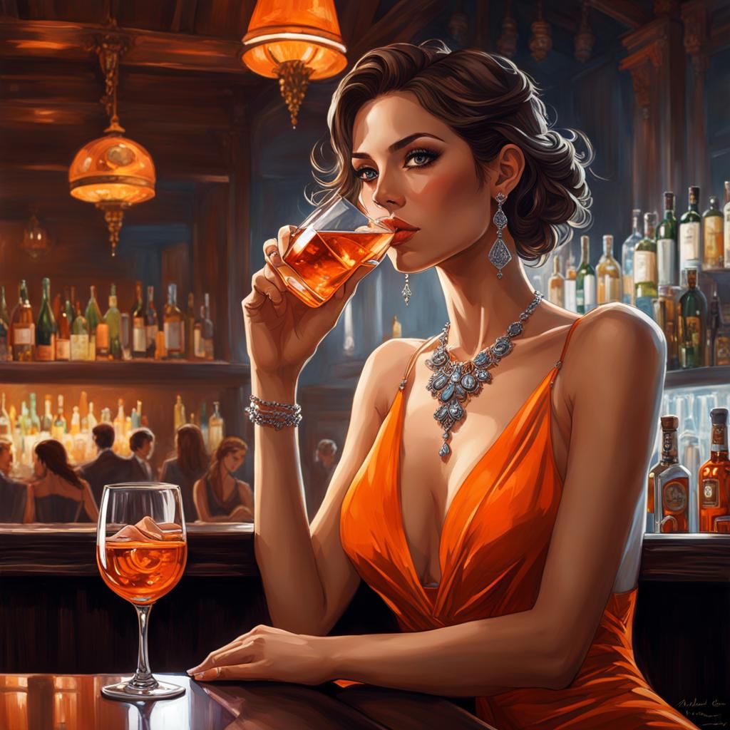 ""close up portrait of beautiful brown haired Italian girl drinking a glass of vine gray eyes, necklace, earrings, sitti...