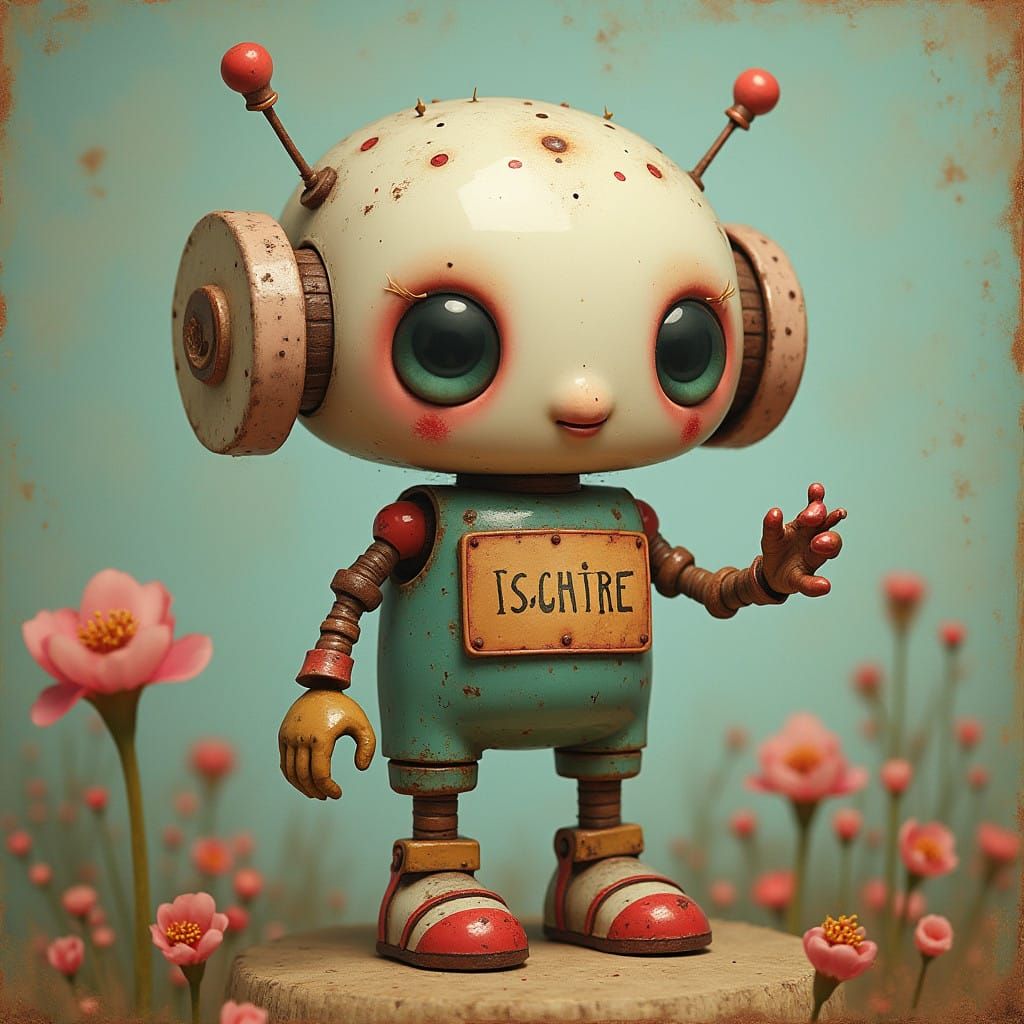 Whimsical Steampunk Robot in a Dreamlike Fantasy