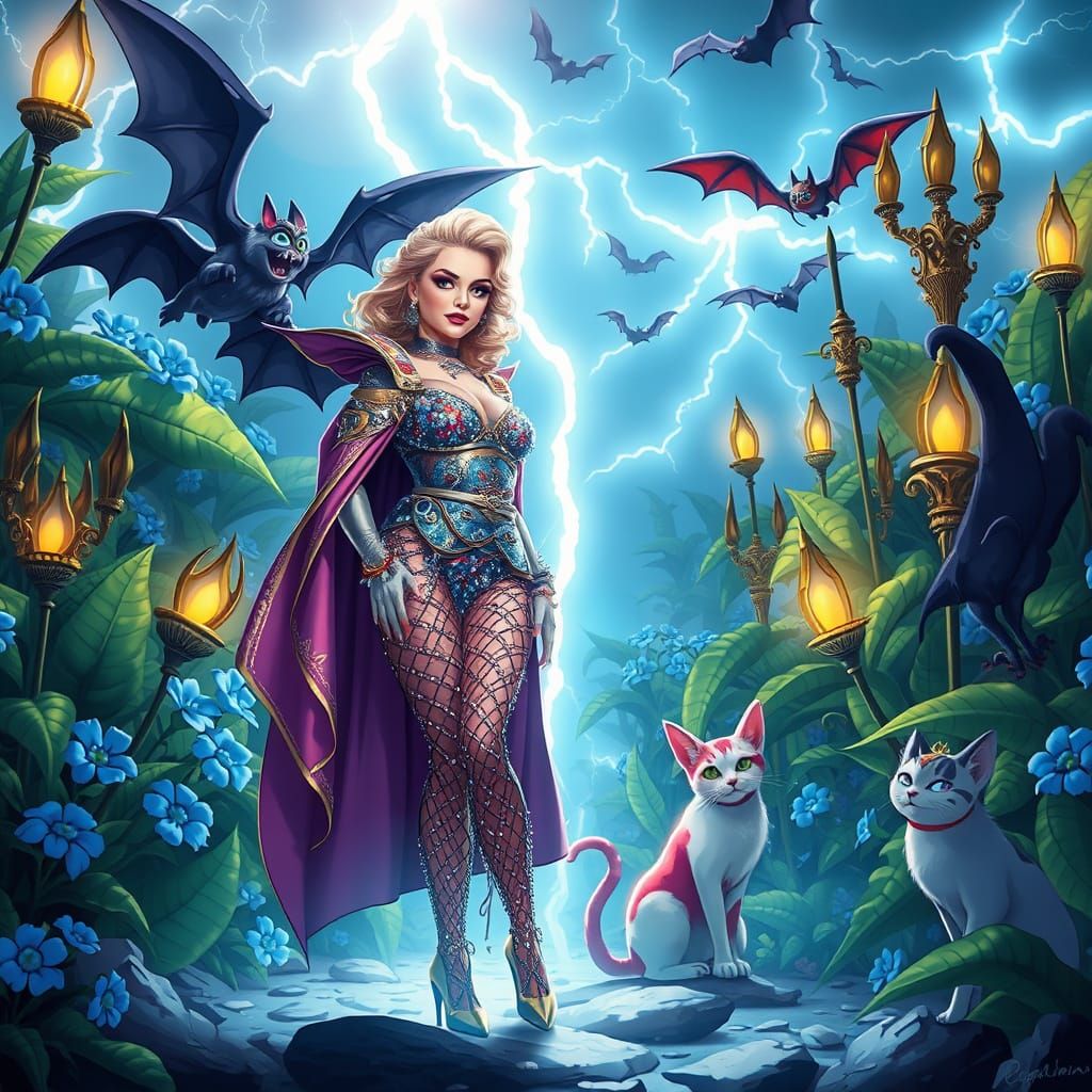 Anime Disney Queen Rules Whimsical Realm with Feline Majesty