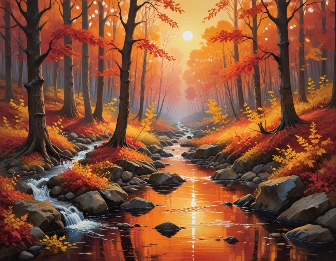 Autumn Forest Oil Painting with Impasto and Glazes