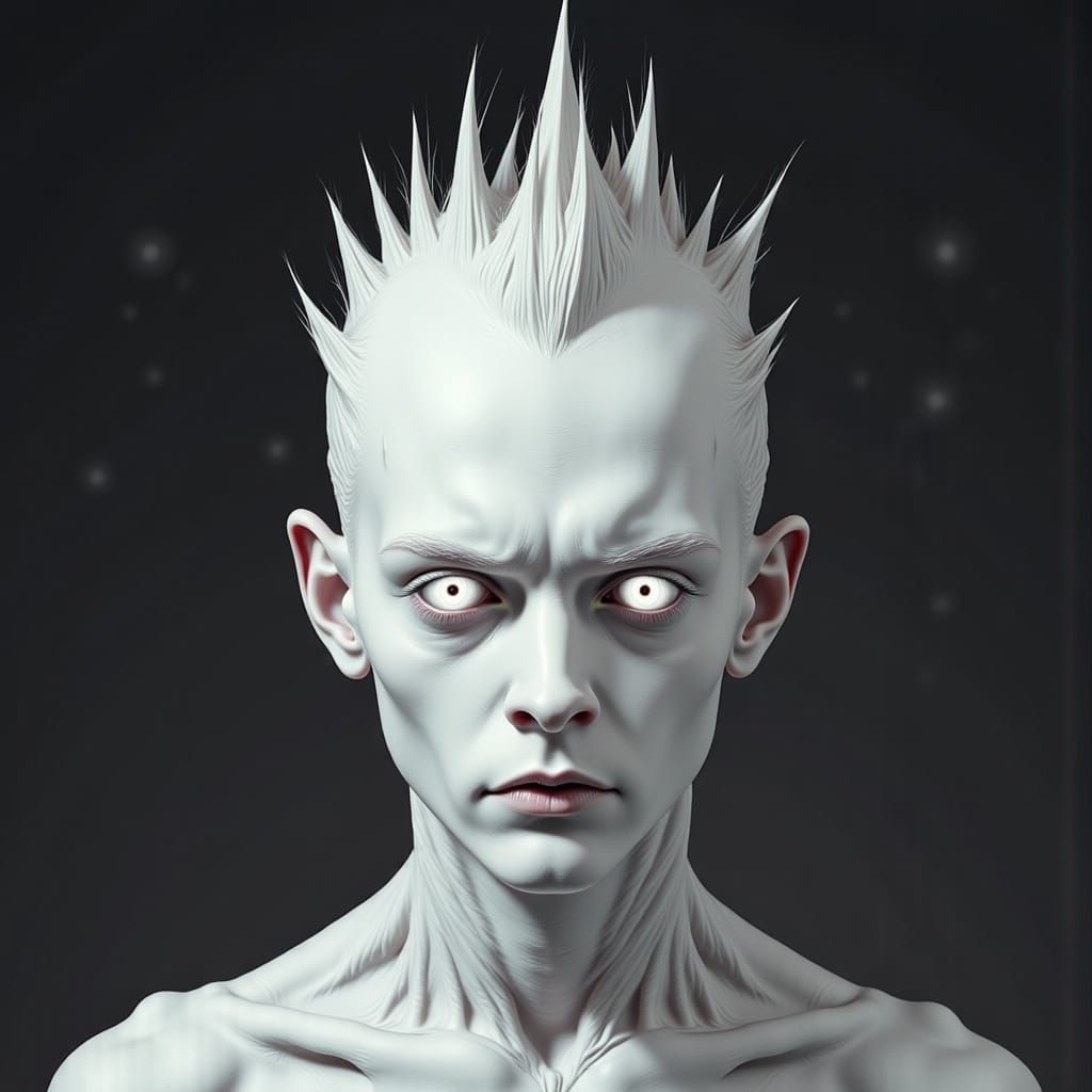 Ethereal Horrorcore Youth with Unsettling Glowing Eyes