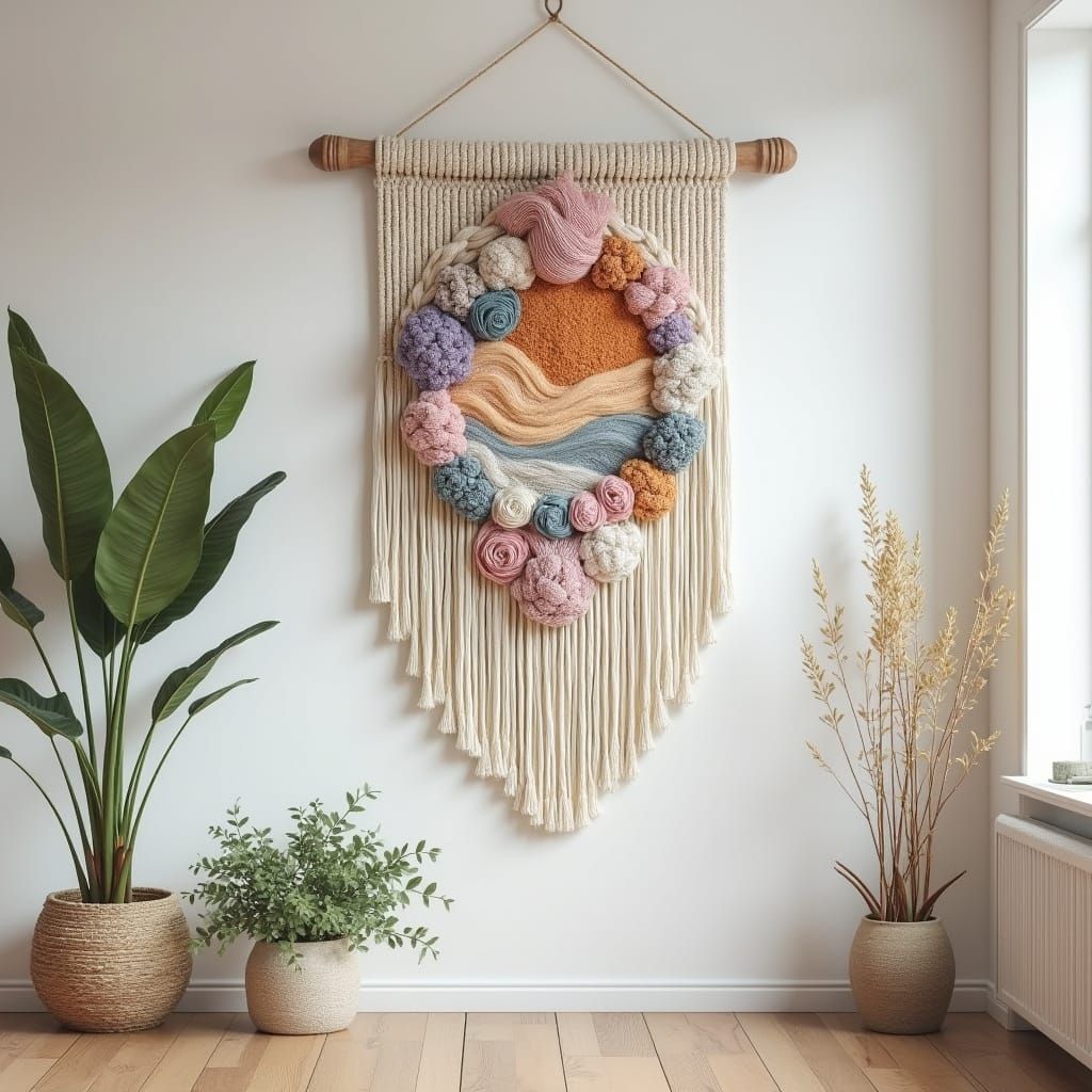 Bohemian Macrame Wall Hanging with Fractal Details