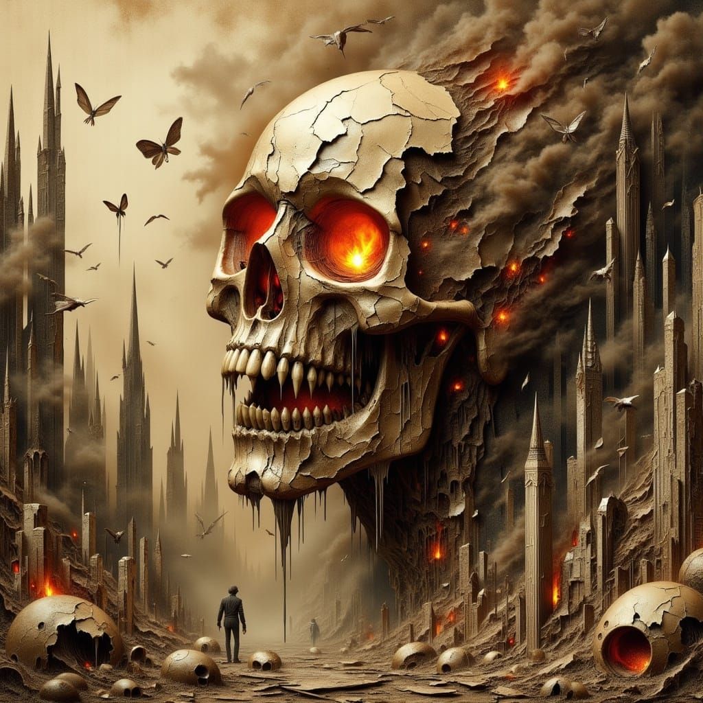 Eerie Skull Reveals Apocalyptic World: Digital Art