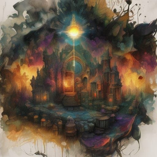 Ancient Candle Flickers in Dark Fantasy Chamber