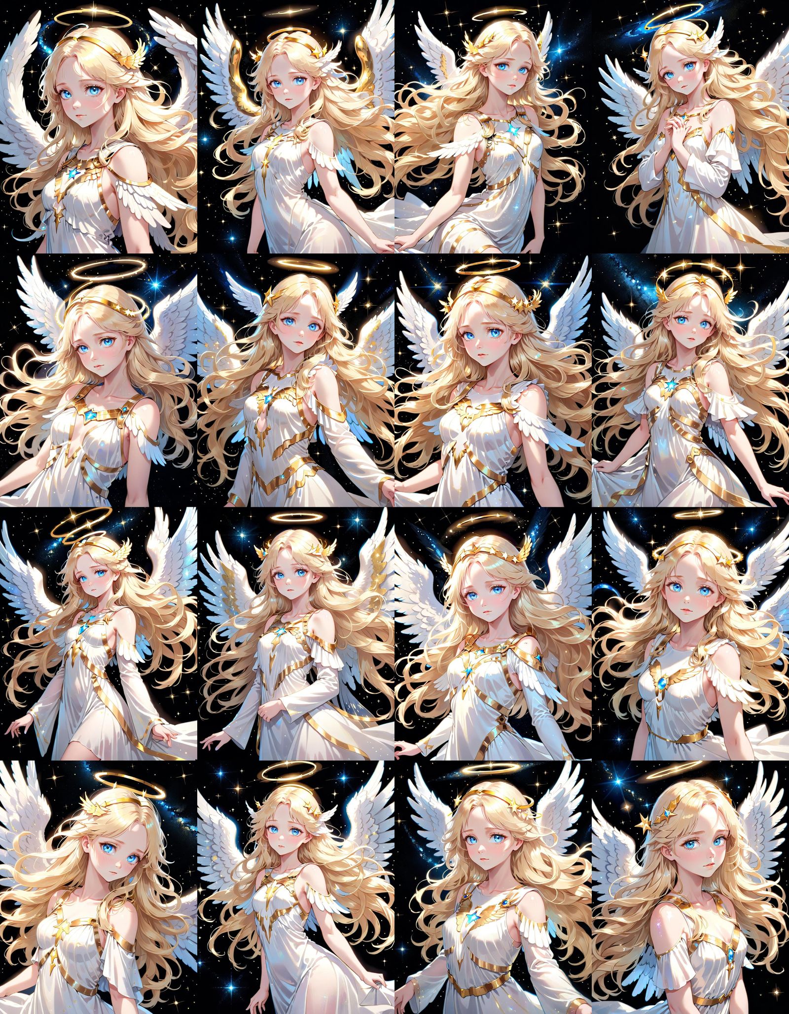 Celestial Angel with Golden Halo in Galaxy Space