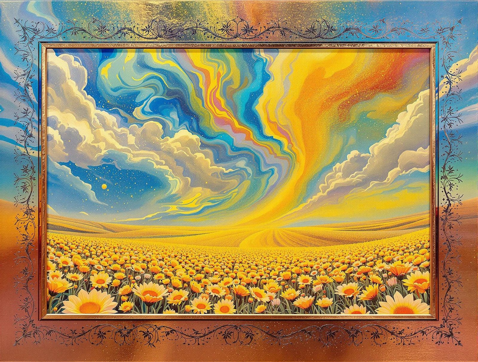 Surreal Bloom in Copper Floral Lattice