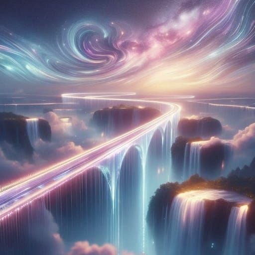 Glowing Bridge in Ethereal Sky