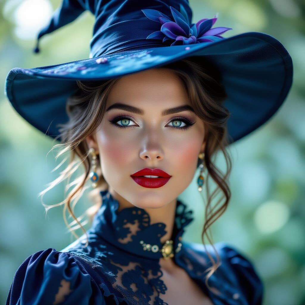 Dream-Weaving Sorceress in Magical Realism Style