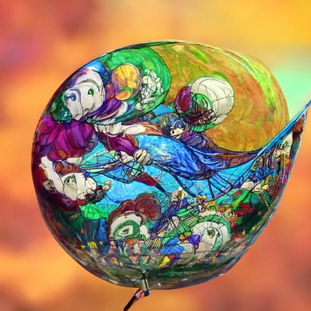 Balloon Race in Stained Glass Style