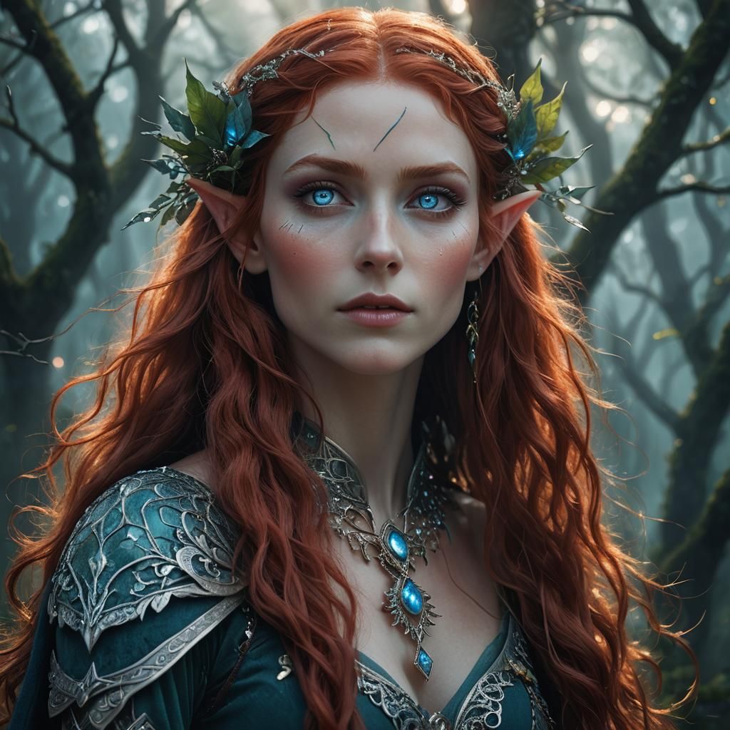Elf Girl Portrait in Fantasy Art Style