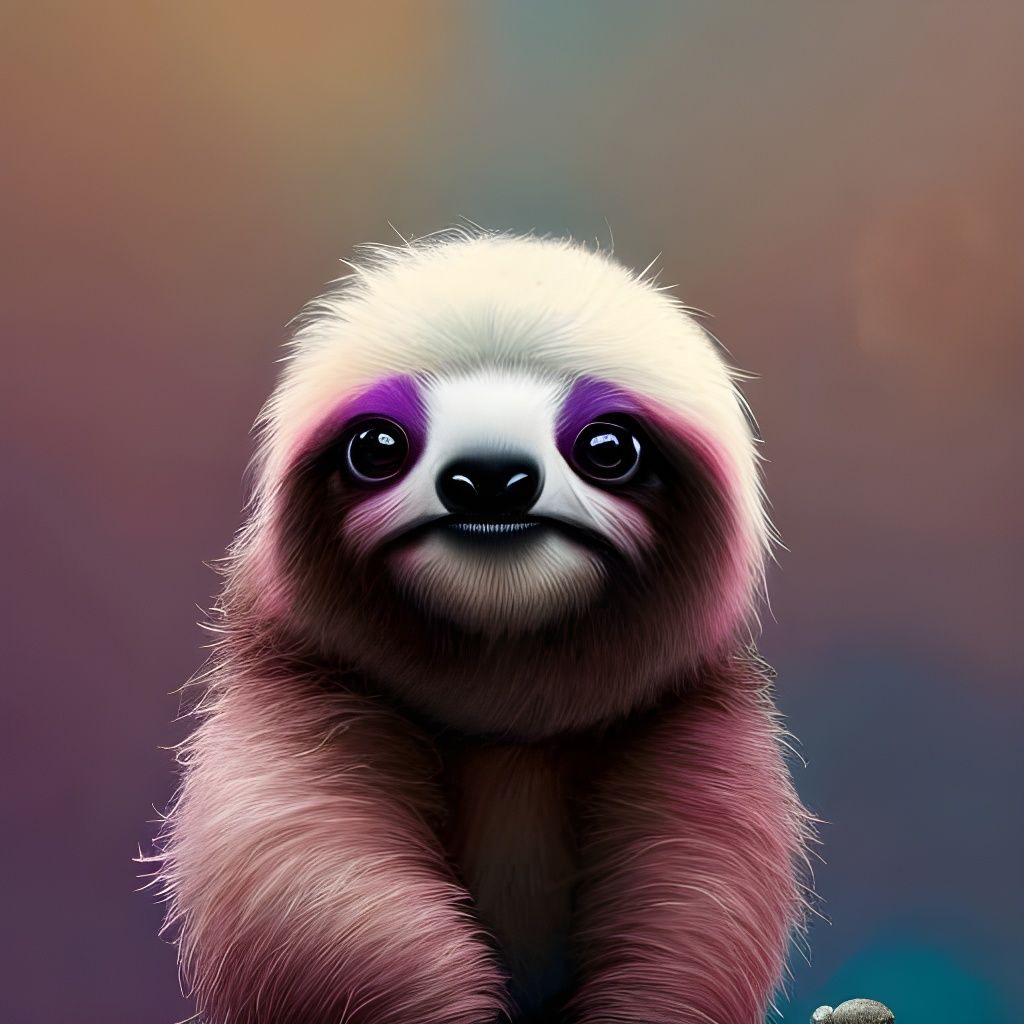 Cute Purple Sloth in Steampunk Kitchen