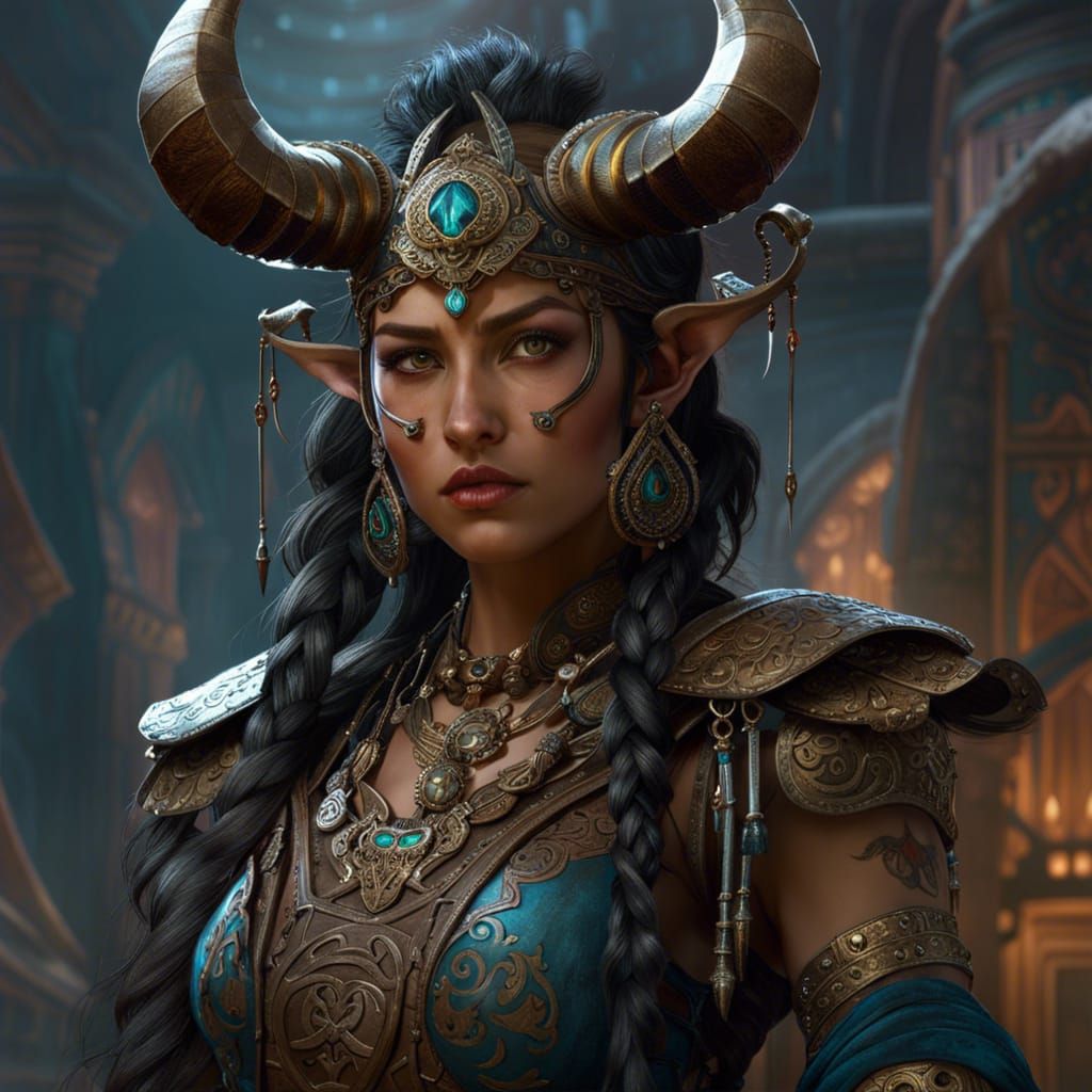 Uyghur Minotaur in Aetherpunk Style