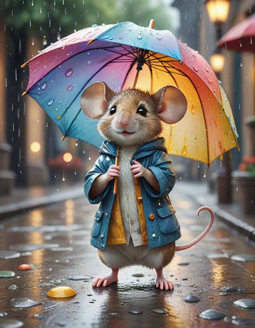 Little Mouse Dancing in Whimsical Watercolor Wonderland