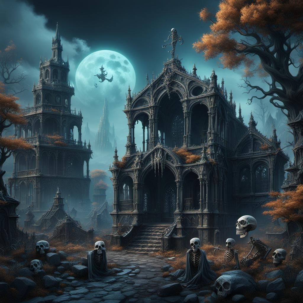 Fantastical Ghost and Skeleton Digital Painting