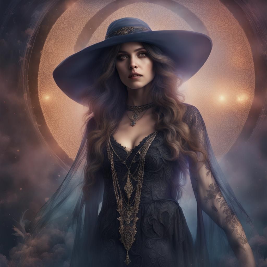 Ethereal Brunette in Fantasy Witchcore Style