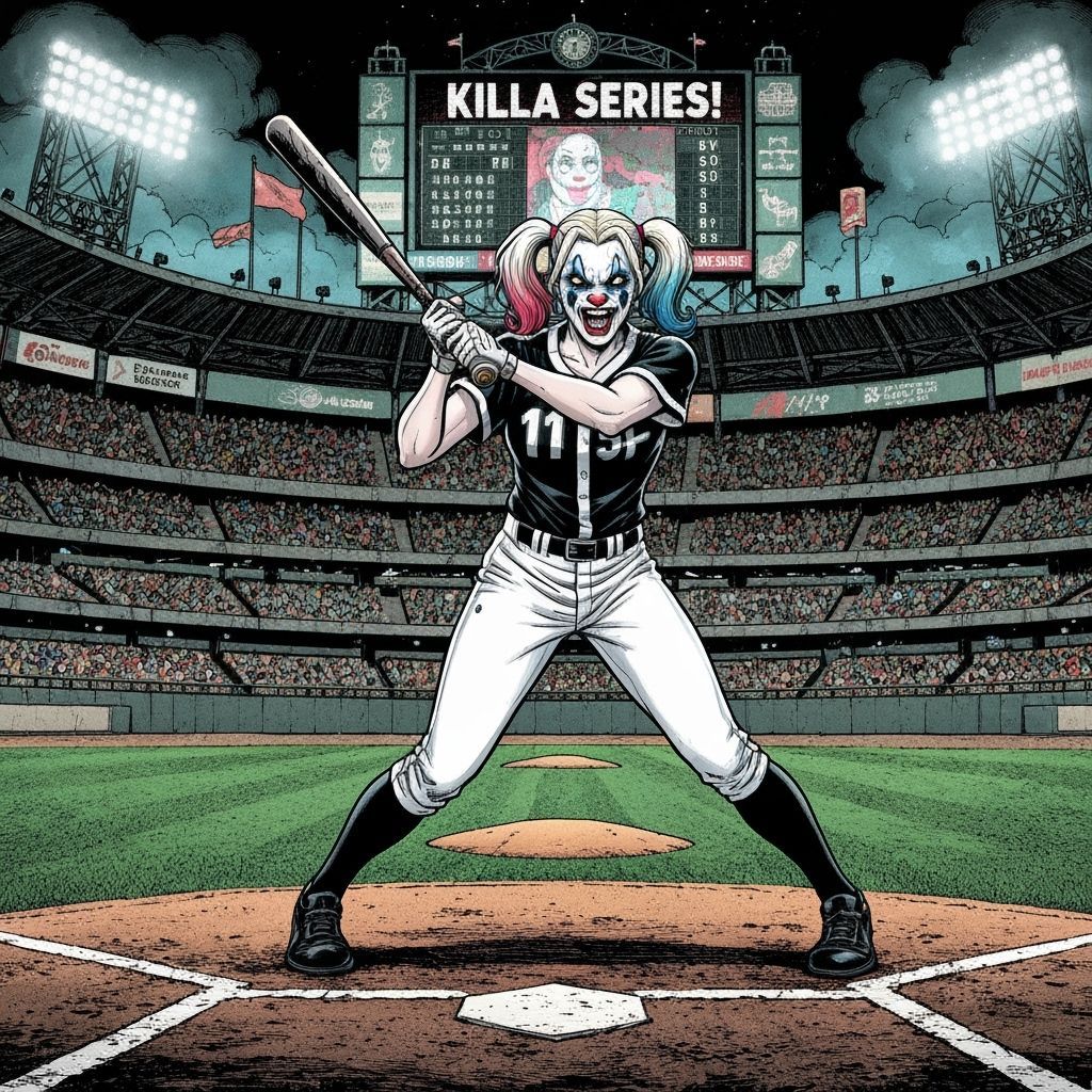 Juggalette Baseball Player in Comic Book Art Style