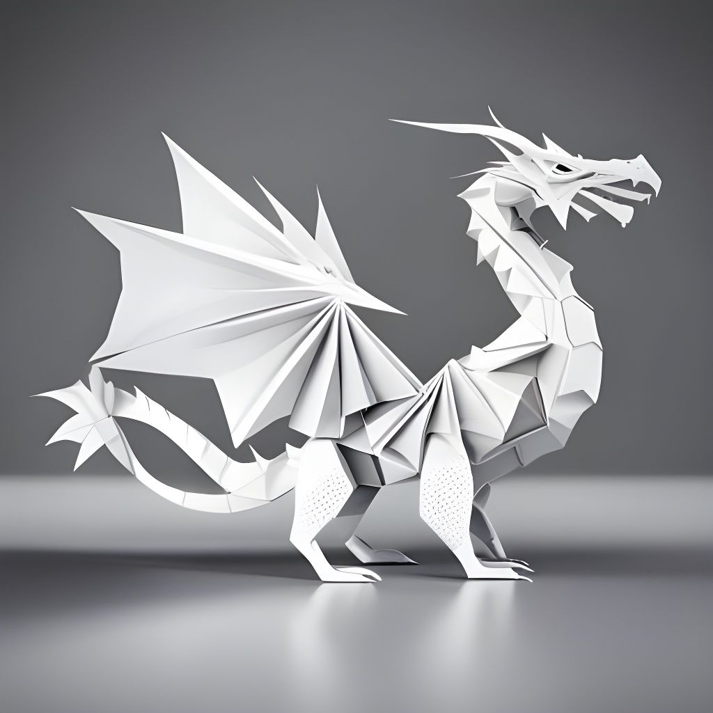 Elegant Origami Paper Dragon in 8K Resolution