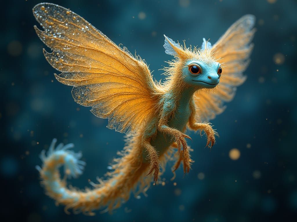 Chrysocolla Creature with Goldvein Cobweb Prismatic Spectral...