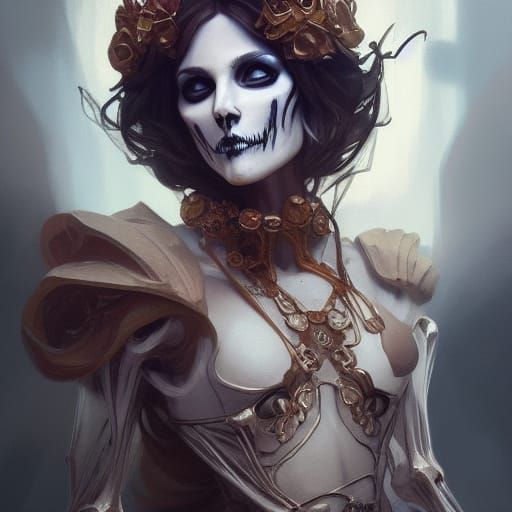 Detailed Skeleton Princess Portrait in Digital Art Style