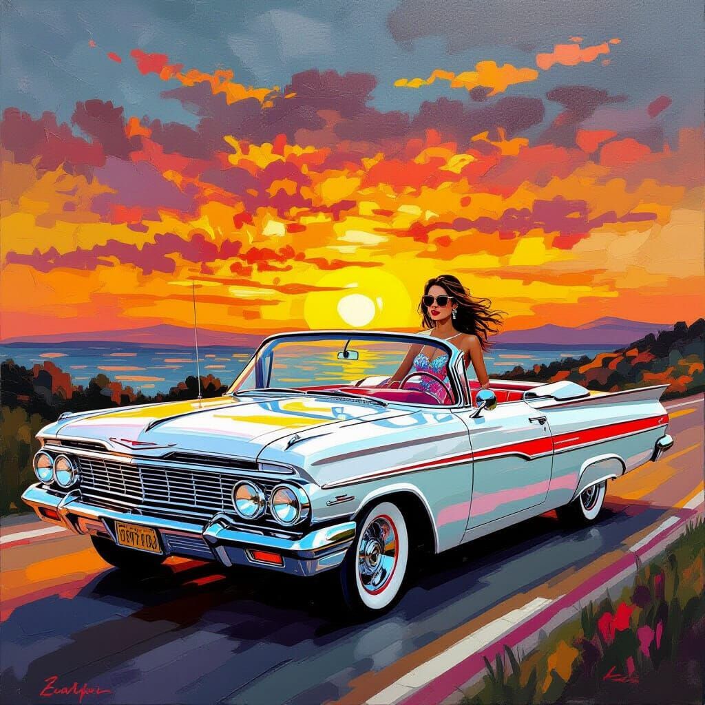 1961 Chevy Impala Lowrider in Expressionist Style
