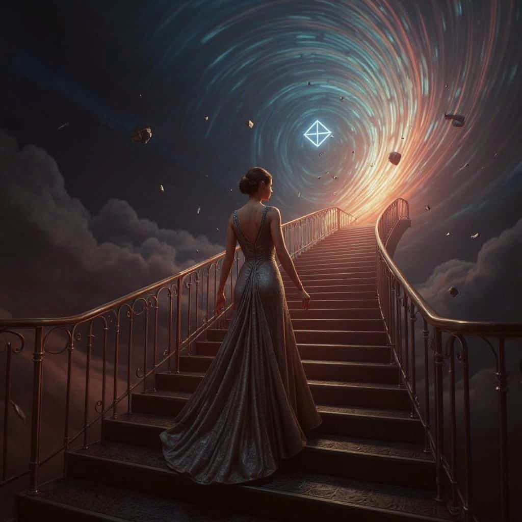 Art Deco Woman on Abstract Staircase