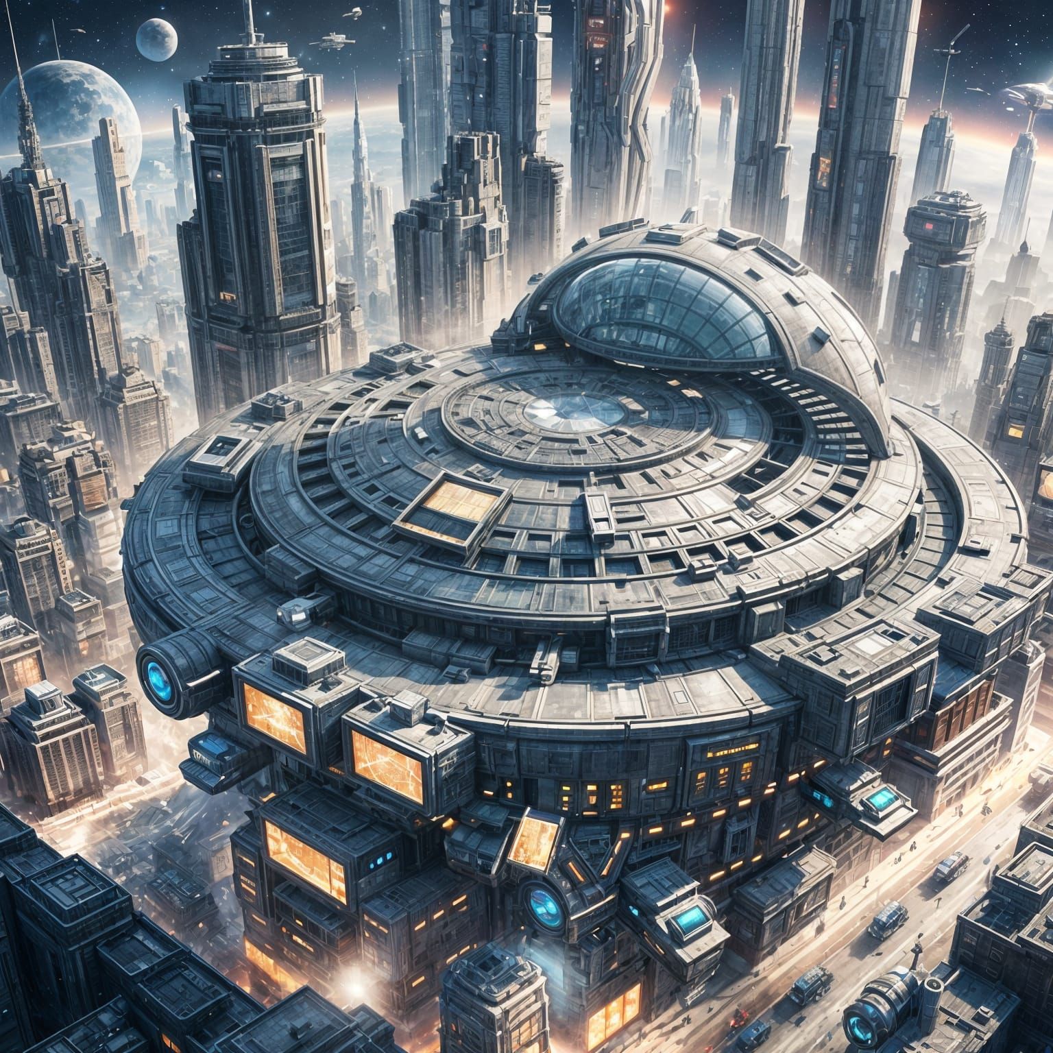 Futuristic City in Space: 3D Anime Art
