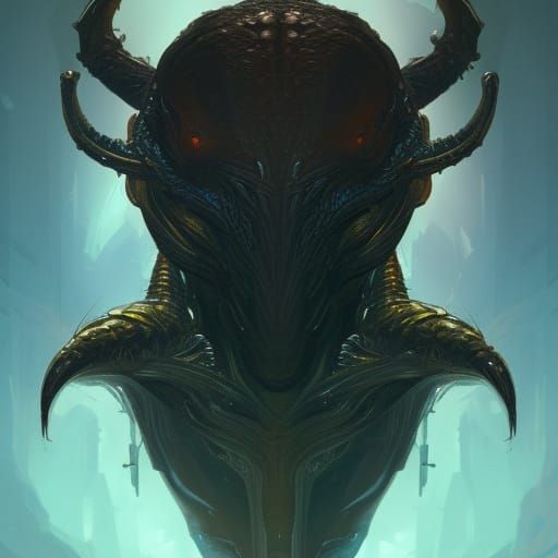 Detailed Alien Hydra Portrait in Hyperreal Style