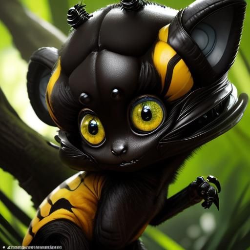 Alien with Blue Eyes in Digital Art Style