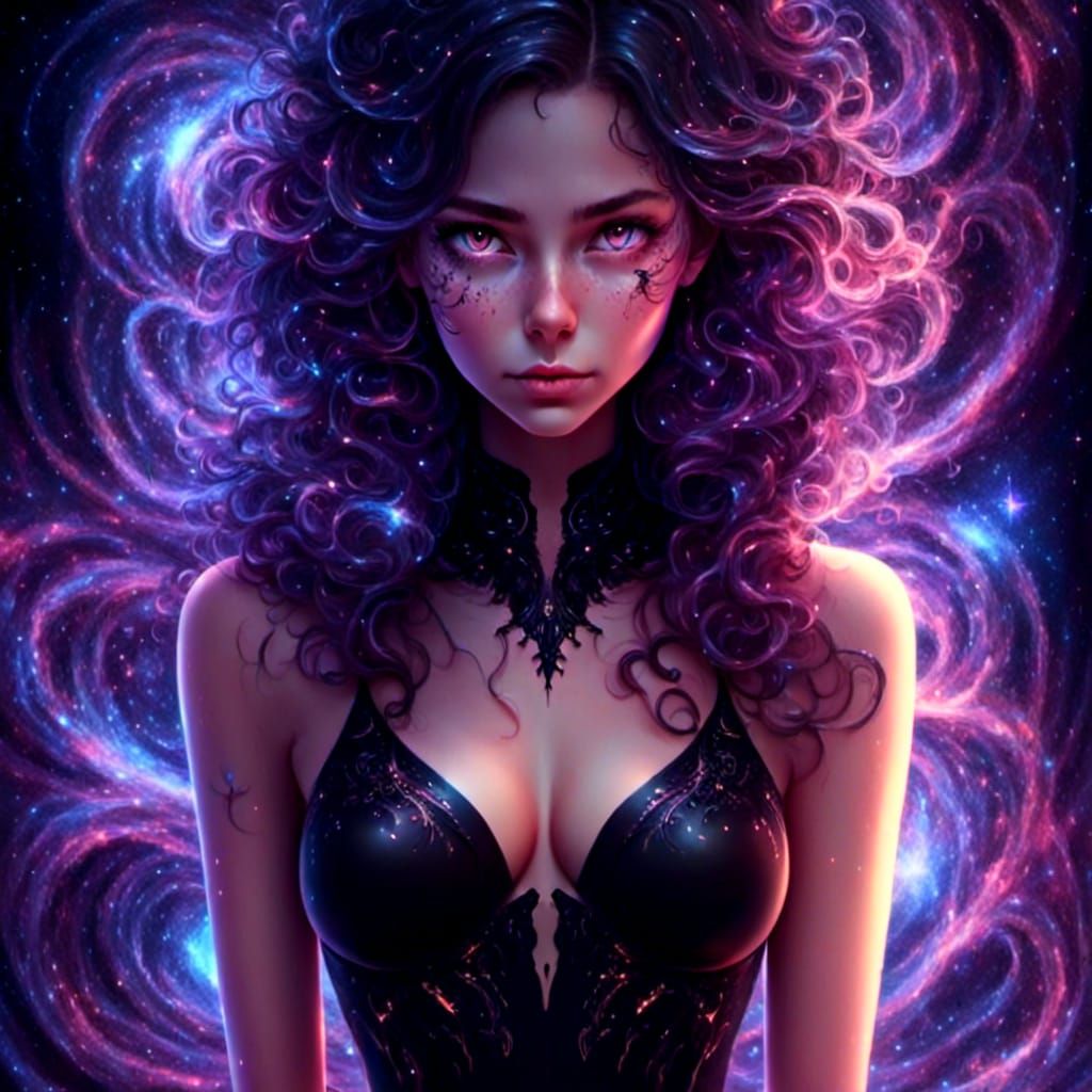 Black Cat Surrounded by Glowing Runes