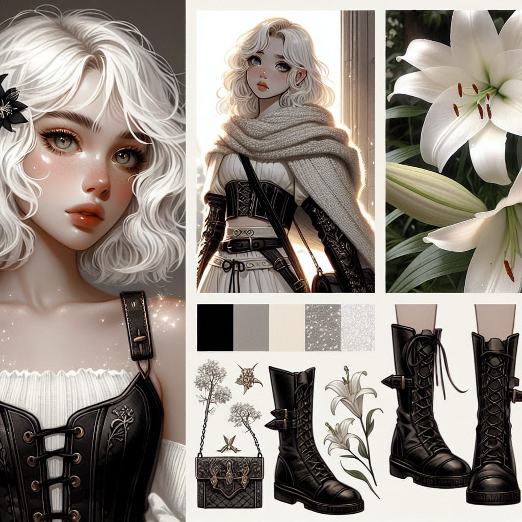 Fantasy Woman with Lilies and Magical Sparkles