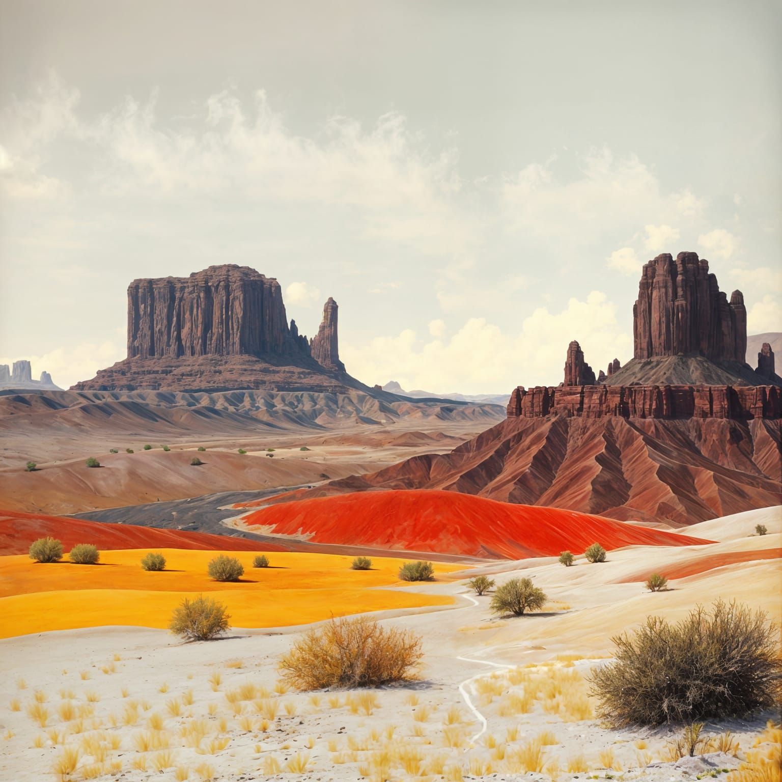 Surreal Desert Landscape in Impressionistic Style
