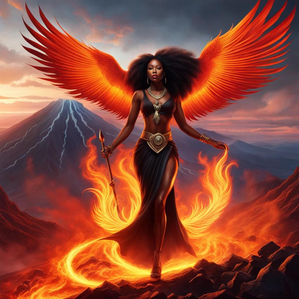 Volcanic Goddess with Fire Bird