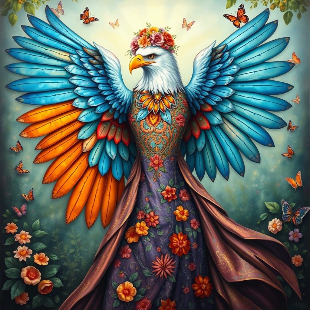 Ethereal American Bald Eagle in Surreal Victorian Style