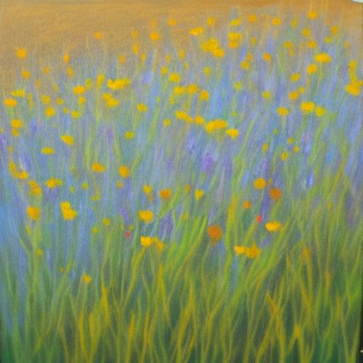 Wildflowers Bending: Oil Painting in Pastel Shades