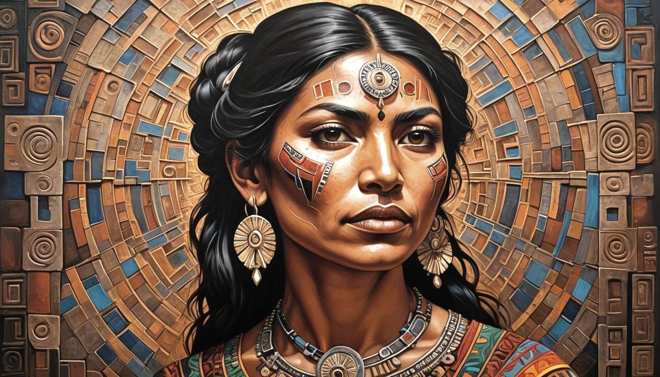 Oaxaca Woman Portrait in Traditional Mexican Style
