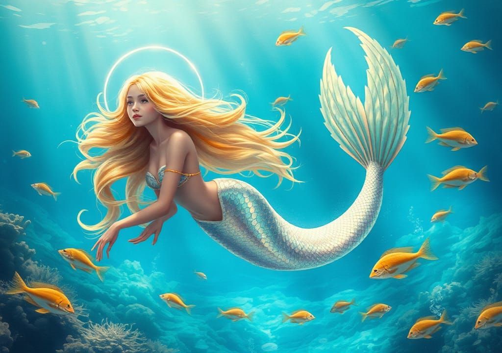 Shimmering Mermaid in Tropical Waters