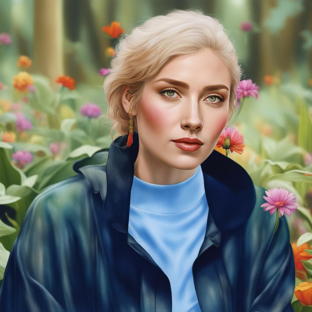 Beautiful Woman in Hyperrealistic Jungle Portrait