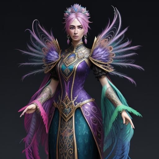 Peacock Woman in Art Nouveau Style