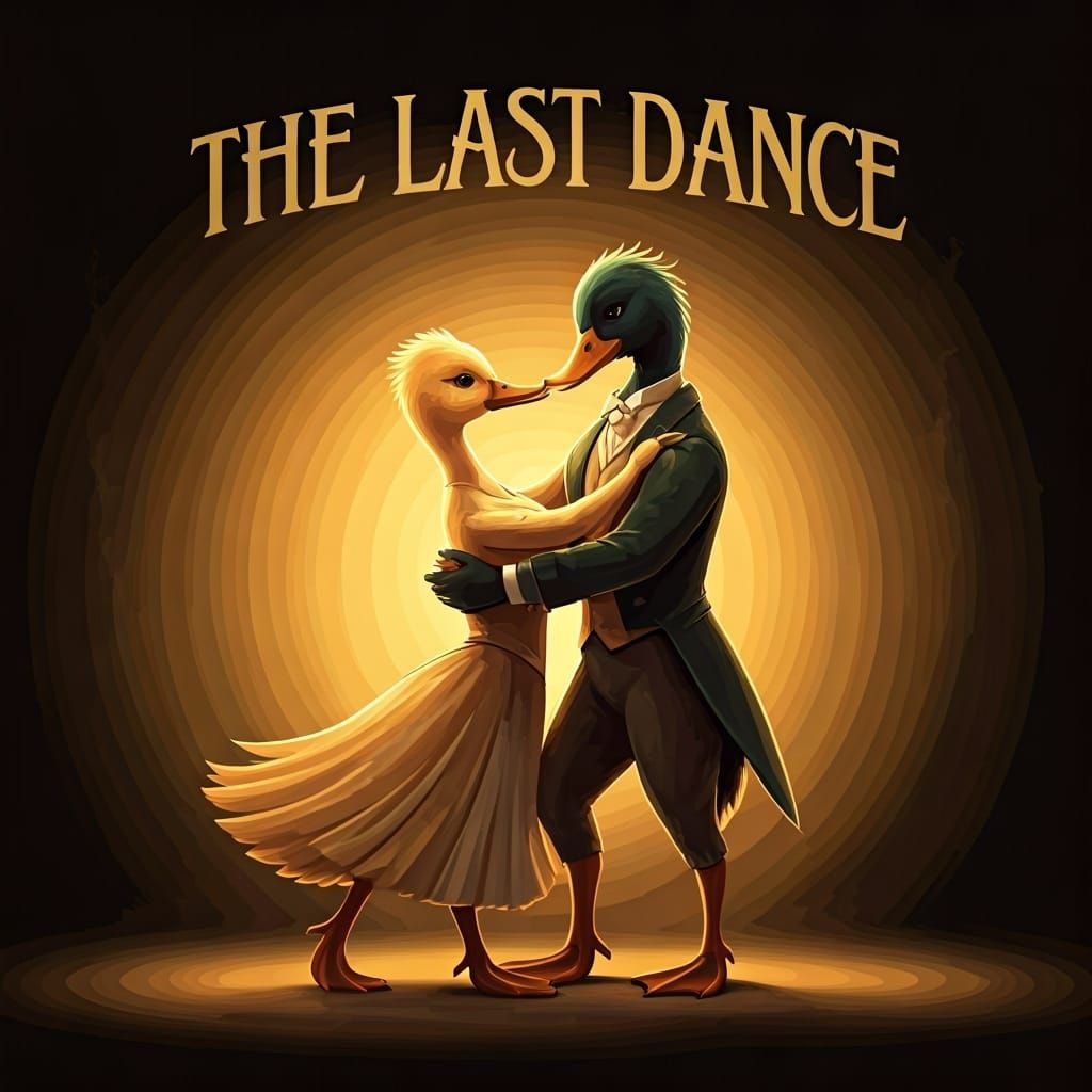 Romantic Ducklings in a Golden Waltz